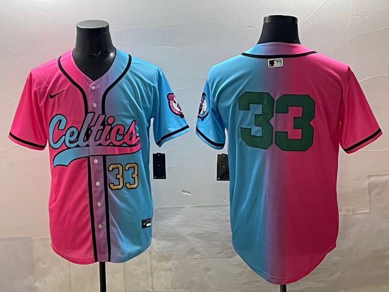 Men 2025 Boston Celtics #33 No Name Blue pink Nike NBA Jersey style 04->boston celtics->NBA Jersey